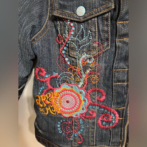 Pampolina Embroidered Warm Denim Jacket Girls 4T - Picture 3 of 11